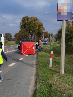 zdjęcie z policjantami, radiowóz , potrącenie na w-216