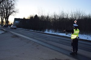 Policjanci z Ruchu Drogowego w trakcie działań