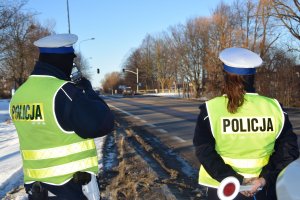 Policjanci z Ruchu Drogowego w trakcie działań